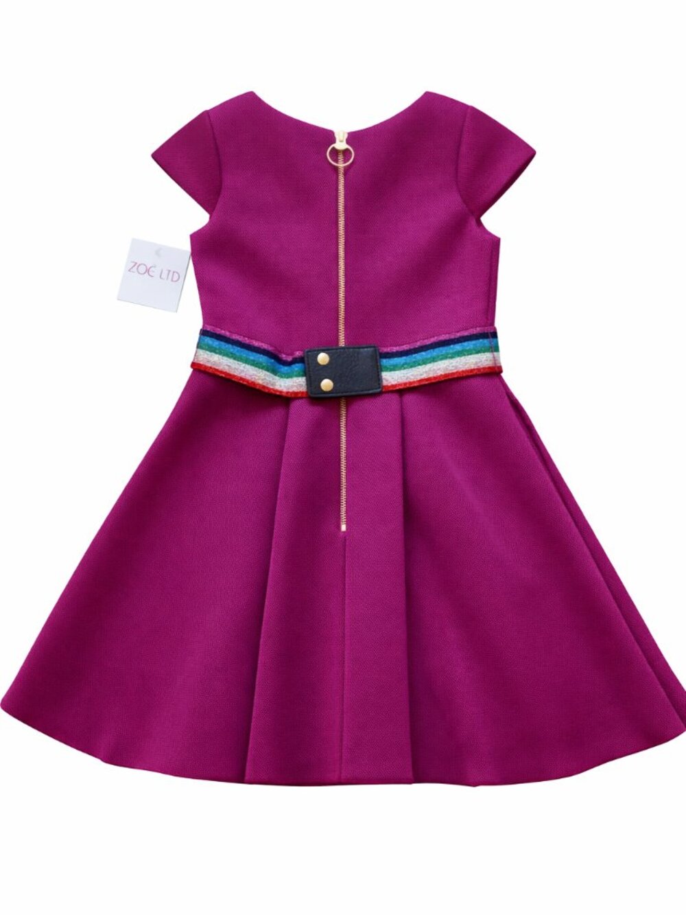 Zoe Ltd Lux Style Girls Skater Dress w/Rainbow Stripes Belt NEW NWT 8 12 $220 - Picture 3 of 3